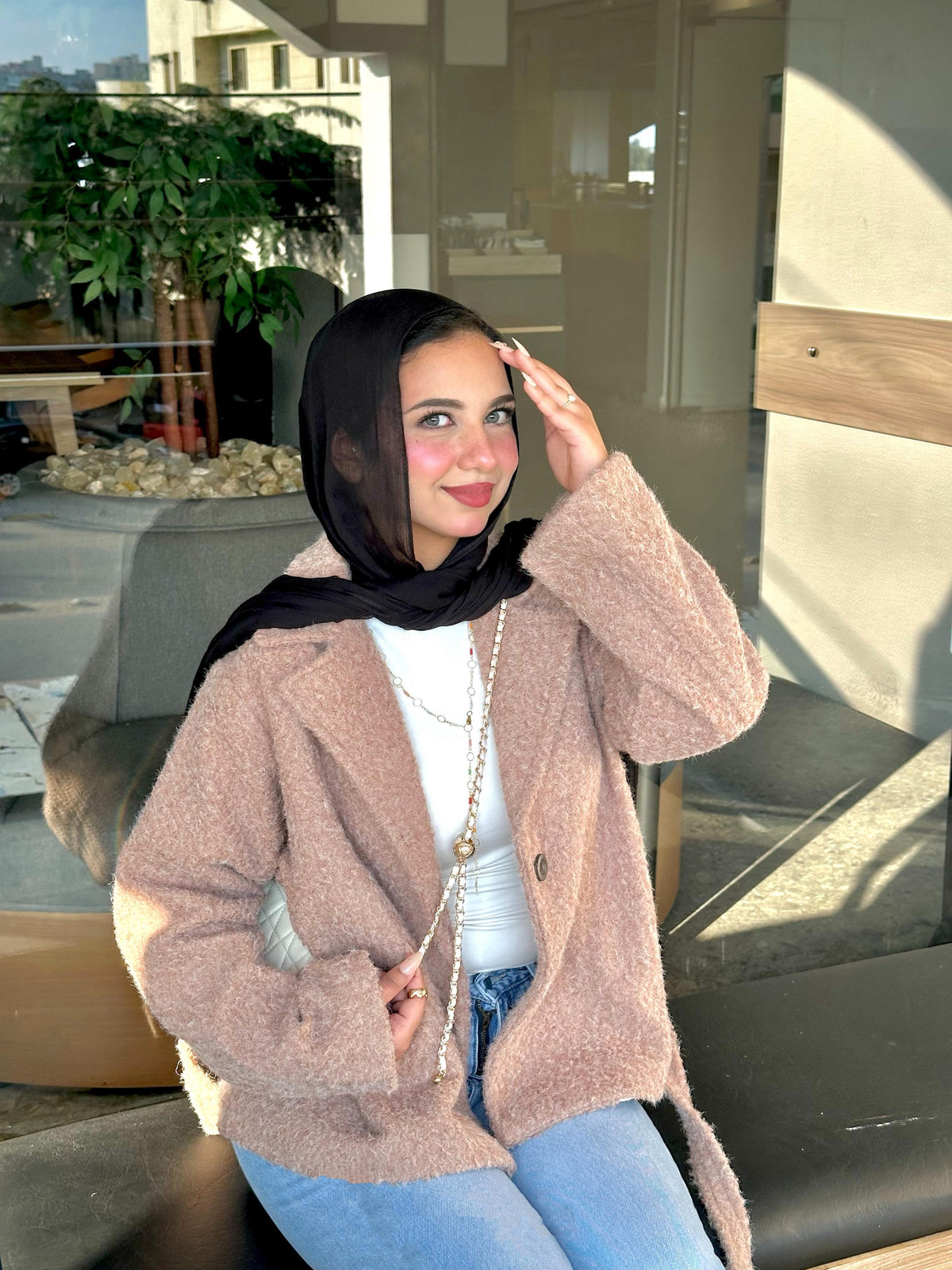 Wool Blend Jacket - Cafee