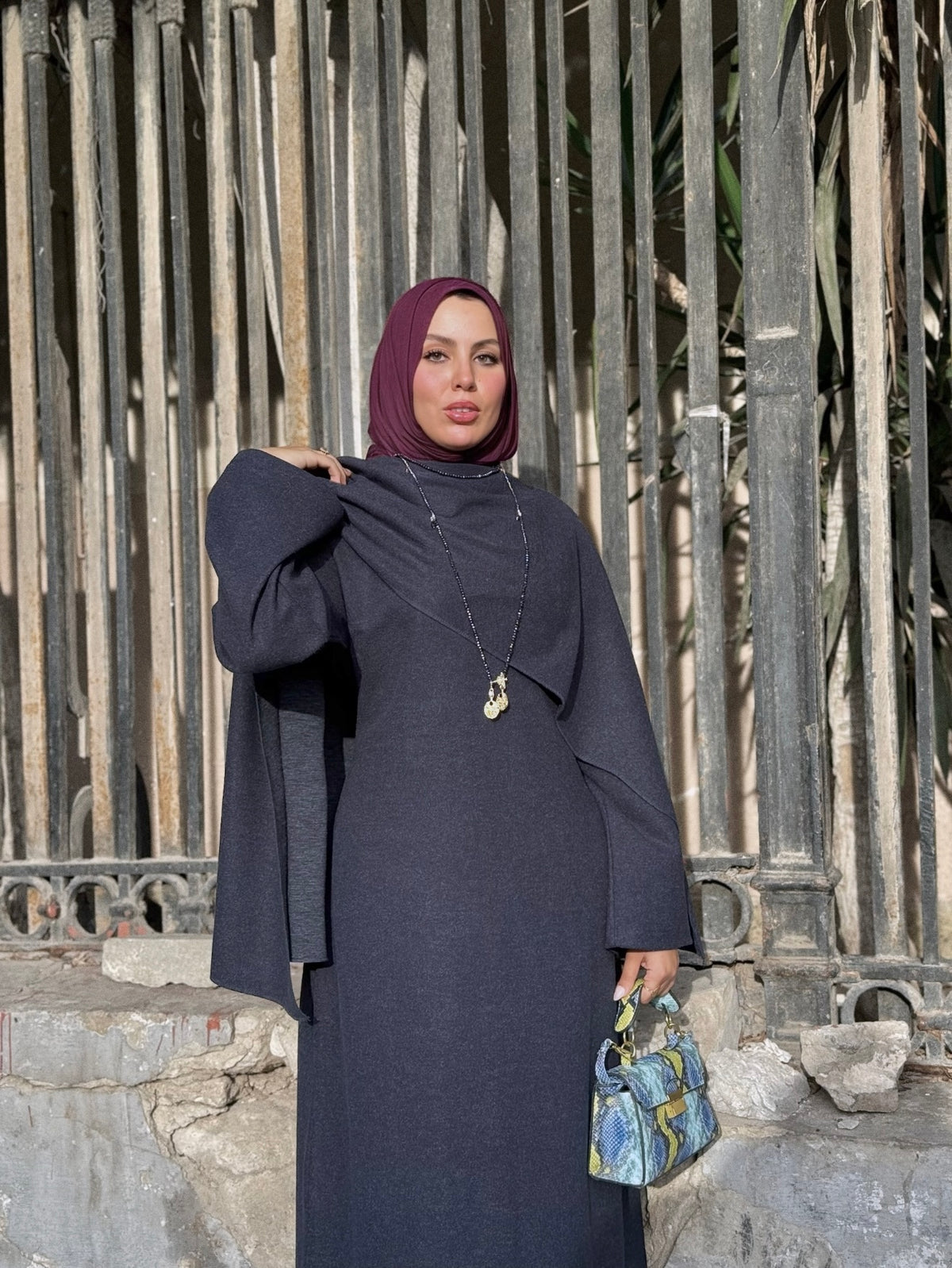 Cozy Cape Dress - Navy