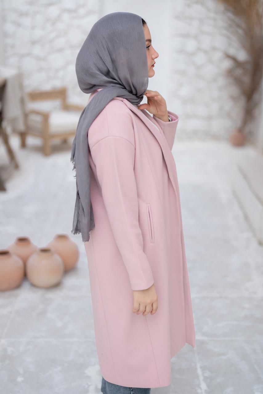 Cozy Minimal Wool Coat - Baby pink
