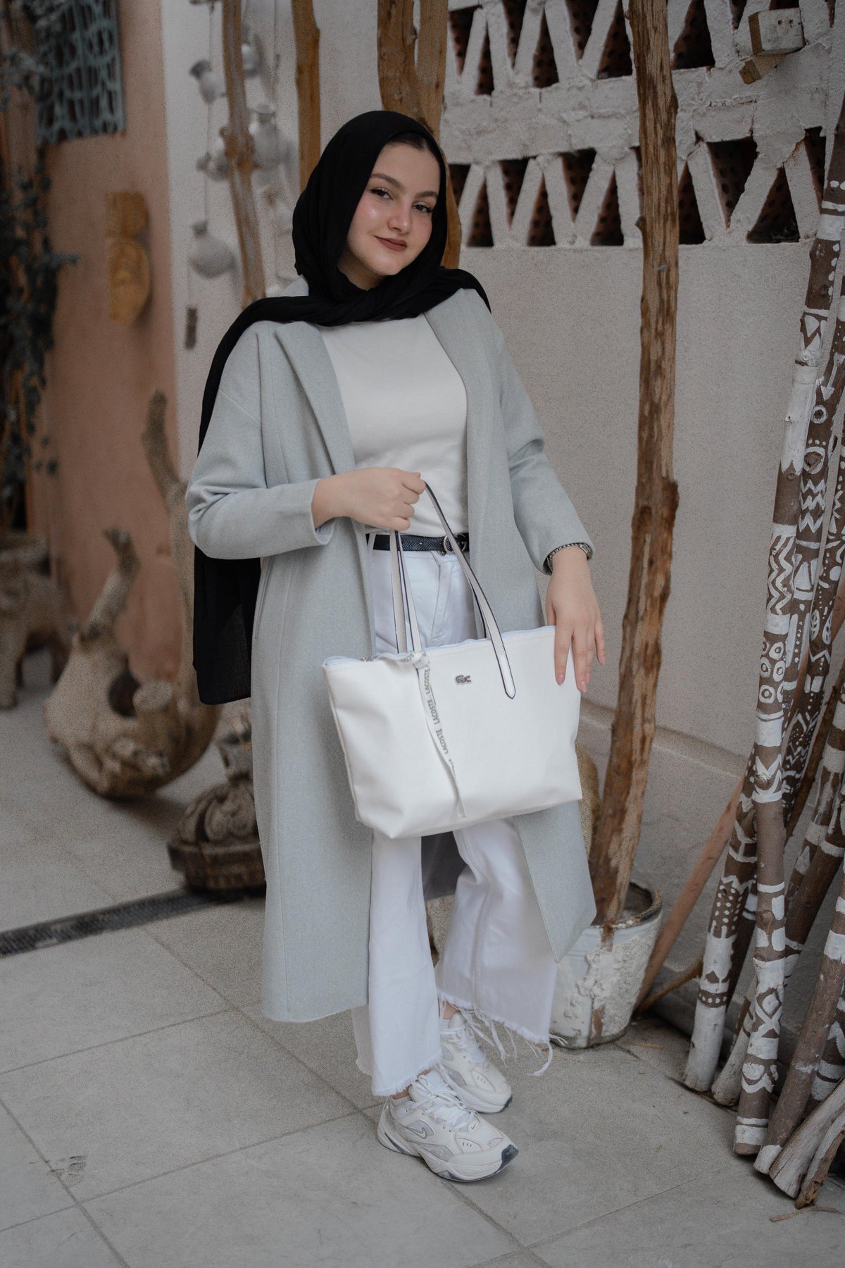 Cozy Minimal Wool Coat - Light Gray